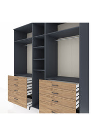 Kronos Dolap 8 Raflı 8 Çekmeceli 3 Askılı 220x59x243 Antrasit-Antrasit/Çam