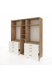 Kronos Dolap 8 Raflı 8 Çekmeceli 3 Askılı 220x59x243 Çam-Çam/Aytaşı