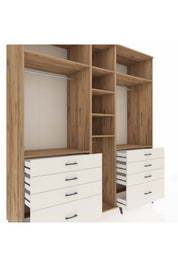 Kronos Dolap 8 Raflı 8 Çekmeceli 3 Askılı 220x59x243 Çam-Çam/Aytaşı