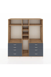 Kronos Dolap 8 Raflı 8 Çekmeceli 3 Askılı 220x59x243 Çam-Çam/Antrasit