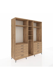 Kronos Dolap 8 Raflı 8 Çekmeceli 3 Askılı 220x59x243 Çam-Çam/Çam
