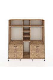 Kronos Dolap 8 Raflı 8 Çekmeceli 3 Askılı 220x59x243 Çam-Çam/Çam