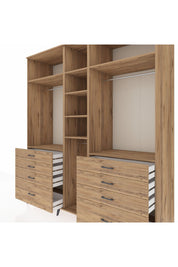 Kronos Dolap 8 Raflı 8 Çekmeceli 3 Askılı 220x59x243 Çam-Çam/Çam