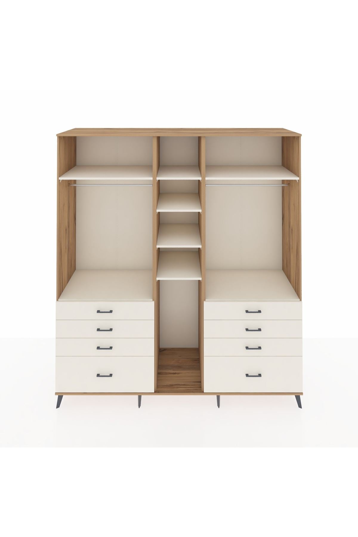 Kronos Dolap 8 Raflı 8 Çekmeceli 3 Askılı 220x59x243 Çam-Aytaşı/Aytaşı