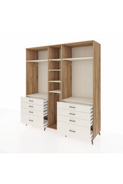 Kronos Dolap 8 Raflı 8 Çekmeceli 3 Askılı 220x59x243 Çam-Aytaşı/Aytaşı