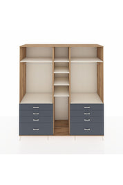 Kronos Dolap 8 Raflı 8 Çekmeceli 3 Askılı 220x59x243 Çam-Aytaşı/Antrasit