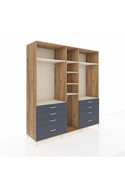 Kronos Dolap 8 Raflı 8 Çekmeceli 3 Askılı 220x59x243 Çam-Aytaşı/Antrasit