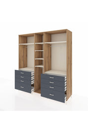 Kronos Dolap 8 Raflı 8 Çekmeceli 3 Askılı 220x59x243 Çam-Aytaşı/Antrasit