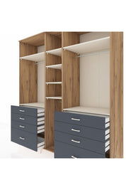 Kronos Dolap 8 Raflı 8 Çekmeceli 3 Askılı 220x59x243 Çam-Aytaşı/Antrasit