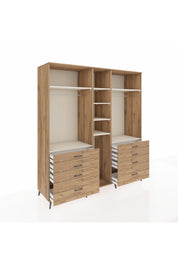 Kronos Dolap 8 Raflı 8 Çekmeceli 3 Askılı 220x59x243 Çam-Aytaşı/Çam