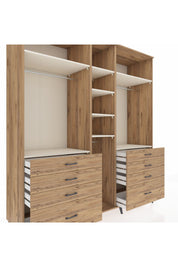 Kronos Dolap 8 Raflı 8 Çekmeceli 3 Askılı 220x59x243 Çam-Aytaşı/Çam