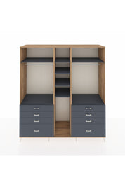 Kronos Dolap 8 Raflı 8 Çekmeceli 3 Askılı 220x59x243 Çam-Antrasit/Antrasit