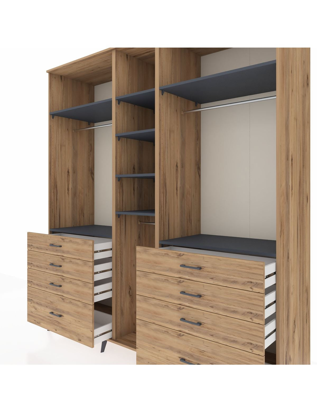 Kronos Dolap 8 Raflı 8 Çekmeceli 3 Askılı 220x59x243 - S784M008V27C