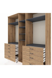 Kronos Dolap 8 Raflı 8 Çekmeceli 3 Askılı 220x59x243 Çam-Antrasit/Çam