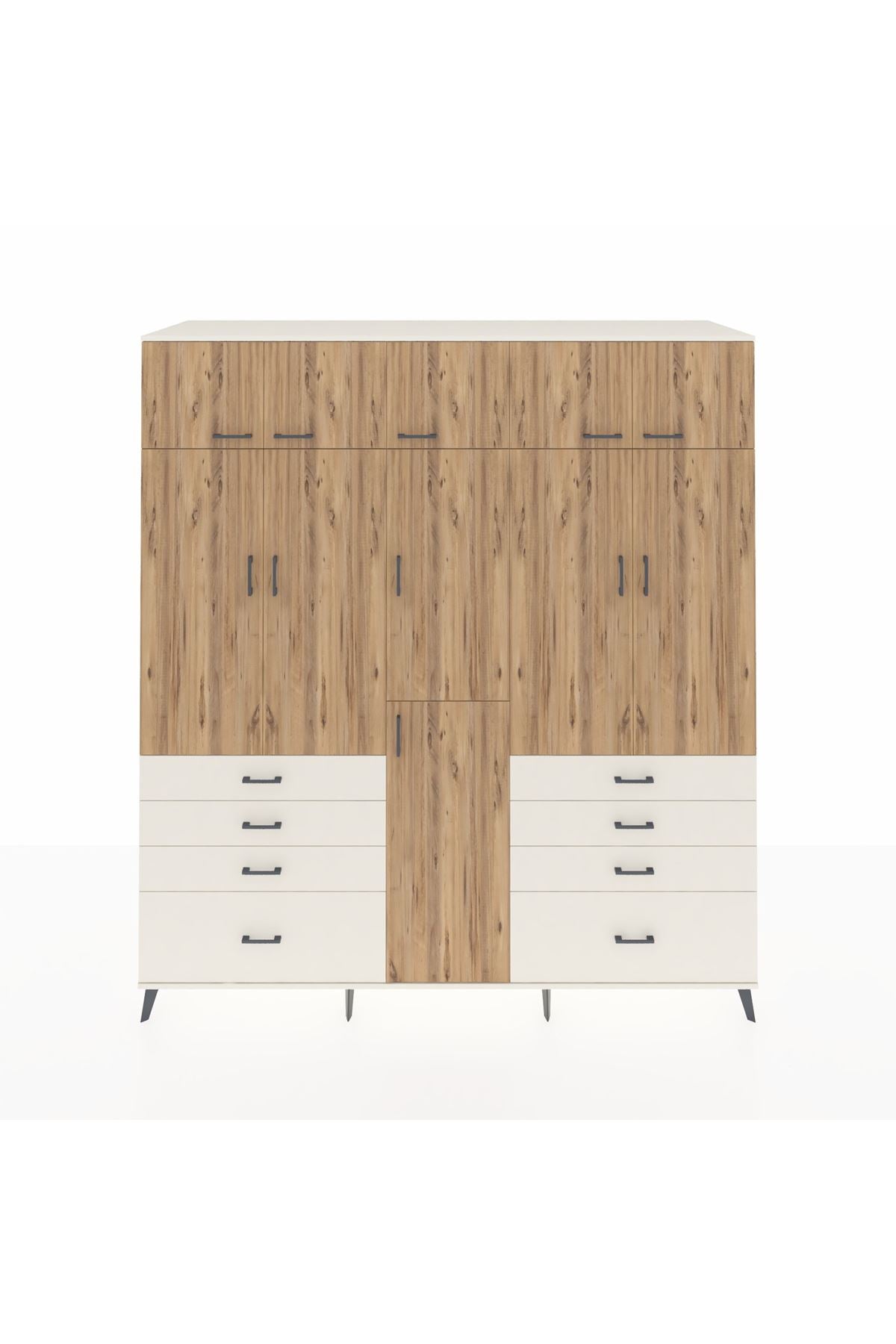 Kronos Dolap 8 Raflı 8 Çekmeceli 3 Askılı 220x59x243 Aytaşı-Çam/Aytaşı