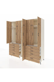 Kronos Dolap 8 Raflı 8 Çekmeceli 3 Askılı 220x59x243 Aytaşı-Çam/Çam