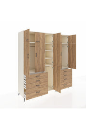 Kronos Dolap 8 Raflı 8 Çekmeceli 3 Askılı 220x59x243 Aytaşı-Çam/Çam