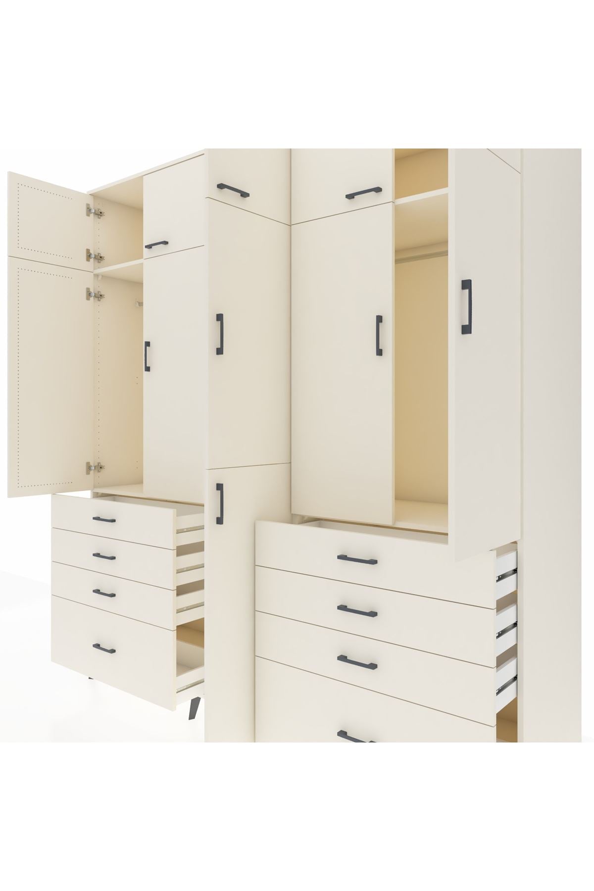 Kronos Dolap 8 Raflı 8 Çekmeceli 3 Askılı 220x59x243 Aytaşı-Aytaşı/Aytaşı