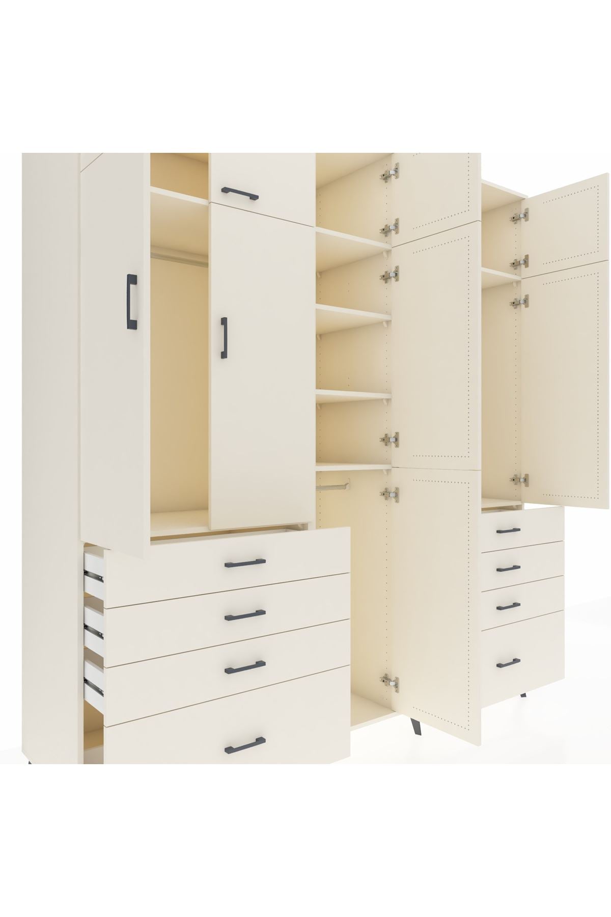 Kronos Dolap 8 Raflı 8 Çekmeceli 3 Askılı 220x59x243 Aytaşı-Aytaşı/Aytaşı