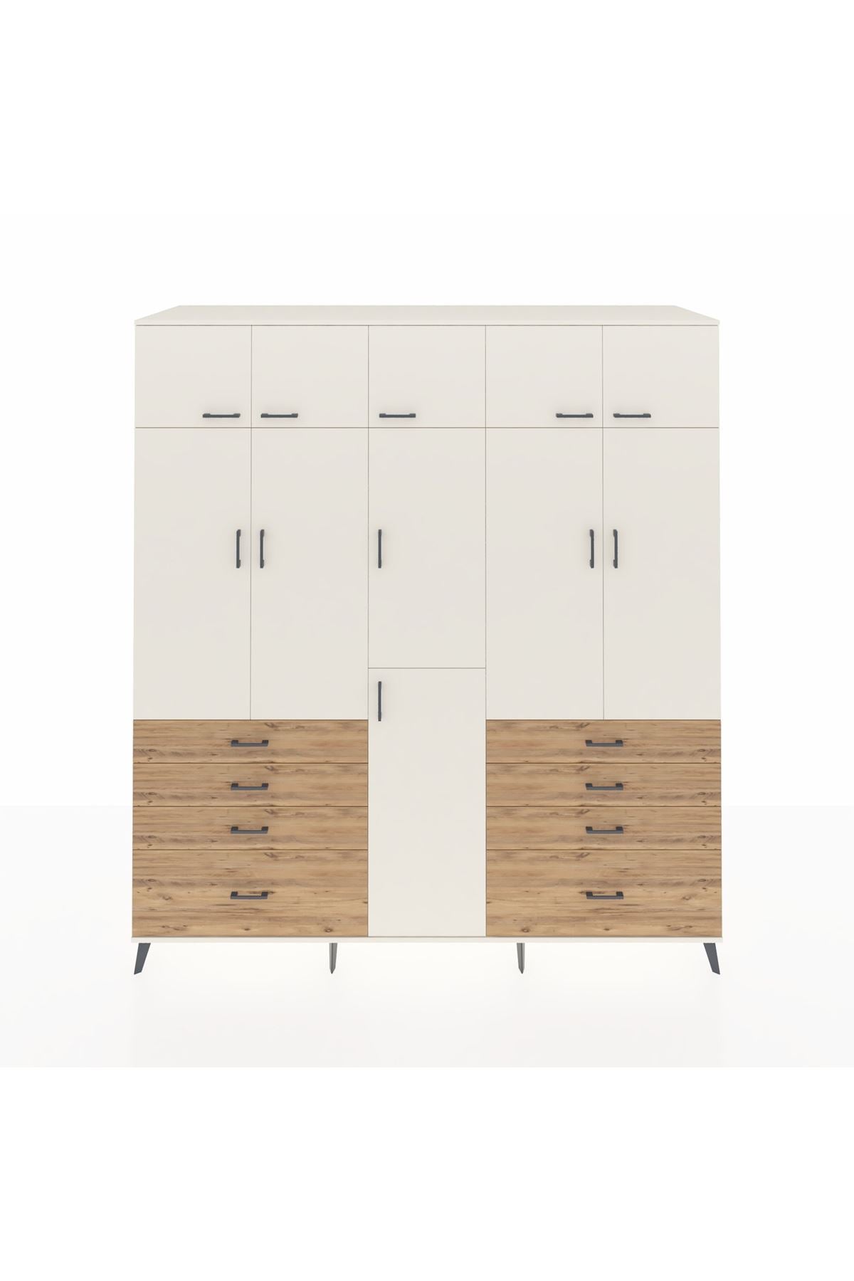 Kronos Dolap 8 Raflı 8 Çekmeceli 3 Askılı 220x59x243 Aytaşı-Aytaşı/Çam