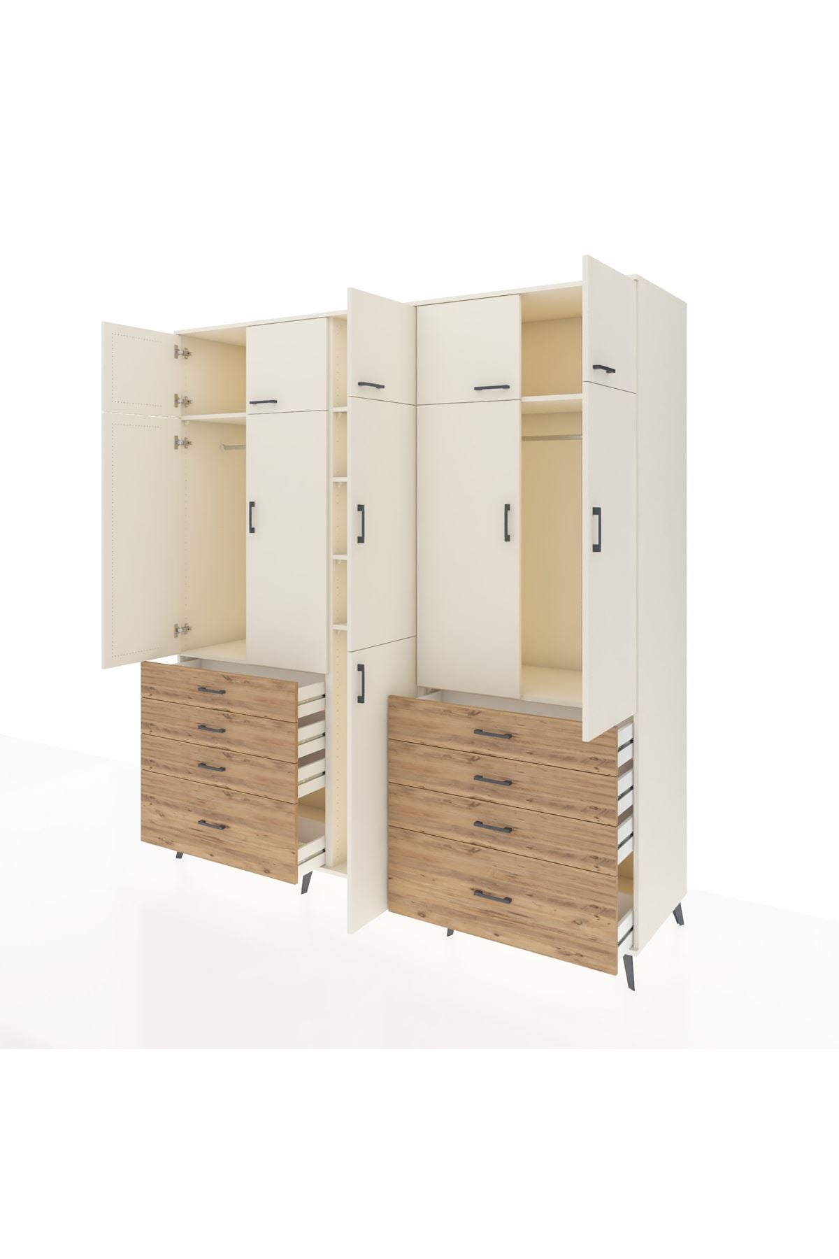 Kronos Dolap 8 Raflı 8 Çekmeceli 3 Askılı 220x59x243 Aytaşı-Aytaşı/Çam