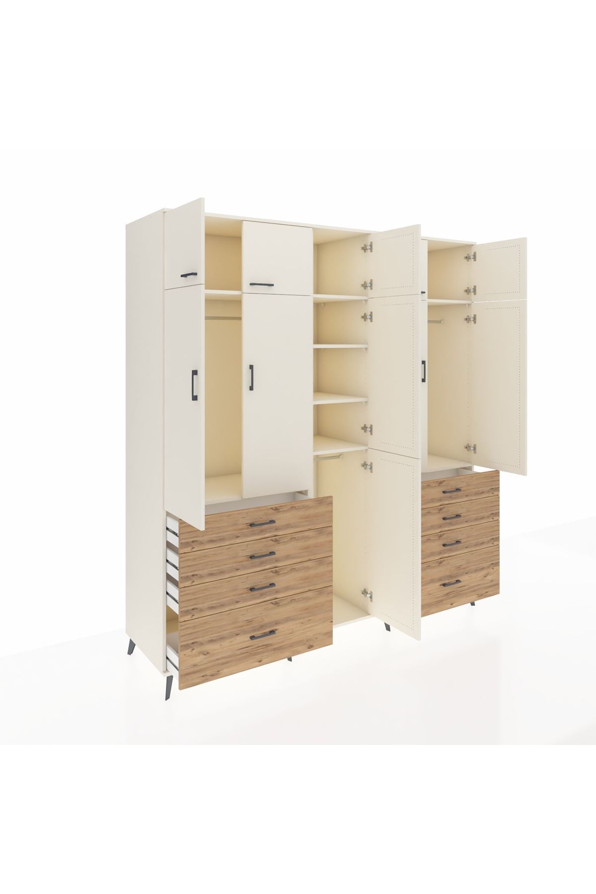 Kronos Dolap 8 Raflı 8 Çekmeceli 3 Askılı 220x59x243 Aytaşı-Aytaşı/Çam