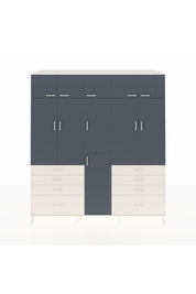 Kronos Dolap 8 Raflı 8 Çekmeceli 3 Askılı 220x59x243 Aytaşı-Antrasit/Aytaşı