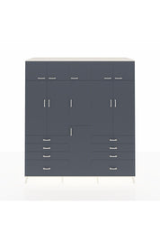 Kronos Dolap 8 Raflı 8 Çekmeceli 3 Askılı 220x59x243 Aytaşı-Antrasit/Antrasit