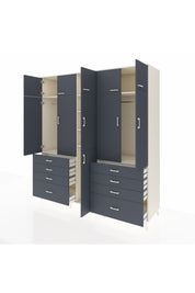 Kronos Dolap 8 Raflı 8 Çekmeceli 3 Askılı 220x59x243 Aytaşı-Antrasit/Antrasit