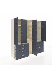 Kronos Dolap 8 Raflı 8 Çekmeceli 3 Askılı 220x59x243 Aytaşı-Antrasit/Antrasit