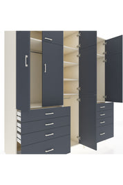 Kronos Dolap 8 Raflı 8 Çekmeceli 3 Askılı 220x59x243 Aytaşı-Antrasit/Antrasit