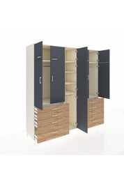 Kronos Dolap 8 Raflı 8 Çekmeceli 3 Askılı 220x59x243 Aytaşı-Antrasit/Çam