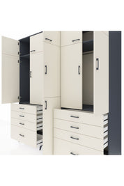 Kronos Dolap 8 Raflı 8 Çekmeceli 3 Askılı 220x59x243 Antrasit-Aytaşı/Aytaşı