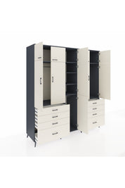 Kronos Dolap 8 Raflı 8 Çekmeceli 3 Askılı 220x59x243 Antrasit-Aytaşı/Aytaşı