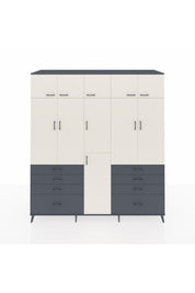 Kronos Dolap 8 Raflı 8 Çekmeceli 3 Askılı 220x59x243 Antrasit-Aytaşı/Antrasit