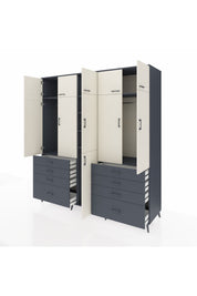 Kronos Dolap 8 Raflı 8 Çekmeceli 3 Askılı 220x59x243 Antrasit-Aytaşı/Antrasit