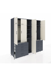 Kronos Dolap 8 Raflı 8 Çekmeceli 3 Askılı 220x59x243 Antrasit-Aytaşı/Antrasit