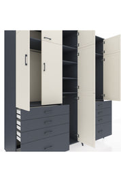 Kronos Dolap 8 Raflı 8 Çekmeceli 3 Askılı 220x59x243 Antrasit-Aytaşı/Antrasit