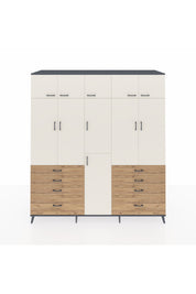 Kronos Dolap 8 Raflı 8 Çekmeceli 3 Askılı 220x59x243 Antrasit-Aytaşı/Çam