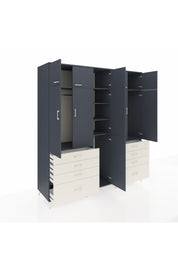 Kronos Dolap 8 Raflı 8 Çekmeceli 3 Askılı 220x59x243 Antrasit-Antrasit/Aytaşı