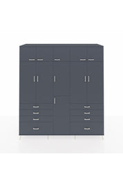 Kronos Dolap 8 Raflı 8 Çekmeceli 3 Askılı 220x59x243 Antrasit-Antrasit/Antrasit