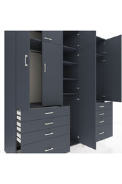 Kronos Dolap 8 Raflı 8 Çekmeceli 3 Askılı 220x59x243 Antrasit-Antrasit/Antrasit