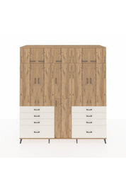 Kronos Dolap 8 Raflı 8 Çekmeceli 3 Askılı 220x59x243 Çam-Çam/Aytaşı