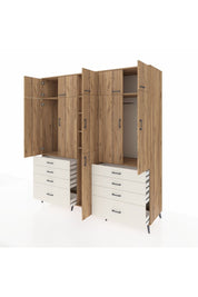 Kronos Dolap 8 Raflı 8 Çekmeceli 3 Askılı 220x59x243 Çam-Çam/Aytaşı