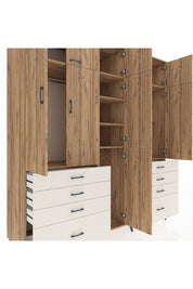 Kronos Dolap 8 Raflı 8 Çekmeceli 3 Askılı 220x59x243 Çam-Çam/Aytaşı