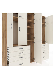 Kronos Dolap 8 Raflı 8 Çekmeceli 3 Askılı 220x59x243 Çam-Aytaşı/Aytaşı