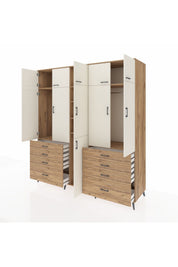 Kronos Dolap 8 Raflı 8 Çekmeceli 3 Askılı 220x59x243 Çam-Aytaşı/Çam