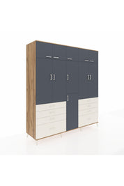 Kronos Dolap 8 Raflı 8 Çekmeceli 3 Askılı 220x59x243 Çam-Antrasit/Aytaşı