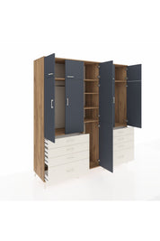 Kronos Dolap 8 Raflı 8 Çekmeceli 3 Askılı 220x59x243 Çam-Antrasit/Aytaşı