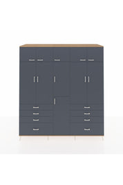 Kronos Dolap 8 Raflı 8 Çekmeceli 3 Askılı 220x59x243 Çam-Antrasit/Antrasit